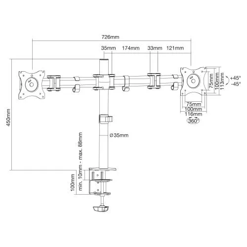 InLine® Tischhalterung für 2x TFT/LCD/LED bis 68cm (27") max. 2x8kg