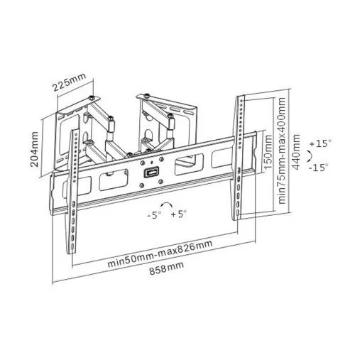 InLine® Eck Wandhalterung für LED/LCD/Plasma 94-160cm (37-63") max. 60kg