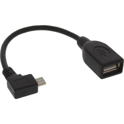 InLine® Micro-USB OTG Adapterkabel, Micro-B ST gewinkelt an USB A BU, 0,1m