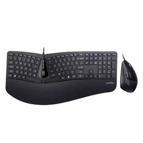Perixx PERIDUO-505B DE Tastatur und Maus Set USB Kabel ergonomisch schwarz