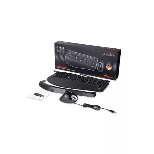Perixx PERIDUO-505B DE Tastatur und Maus Set USB Kabel ergonomisch schwarz
