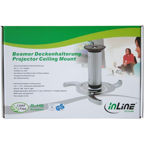Preview: InLine® Deckenhalterung für Beamer Höhe 130/200mm max. 10kg