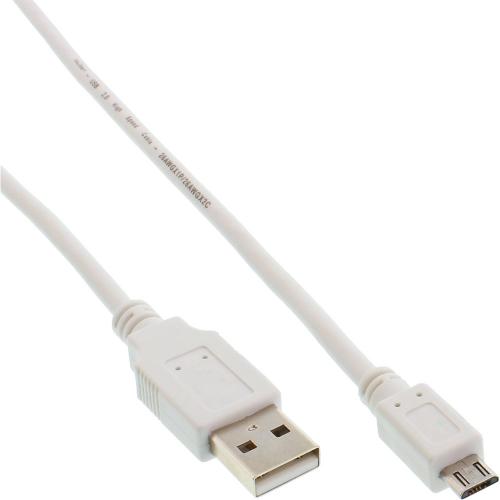 InLine® Micro-USB 2.0 Kabel, USB-A Stecker an Micro-B Stecker, weiß