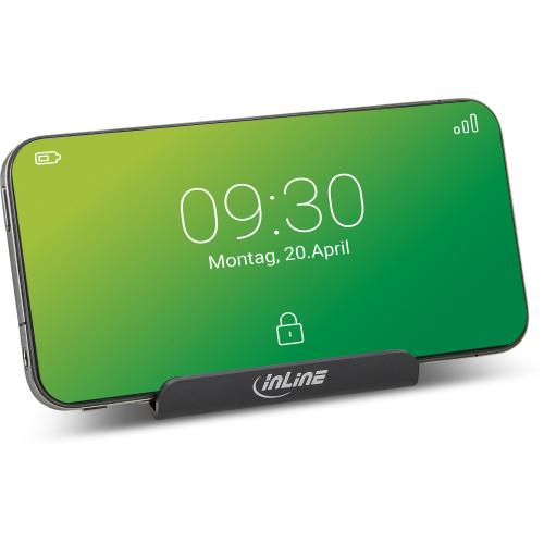 Preview: InLine® Smartphone und Handy Halterung für Schreibtisch Regal schwarz