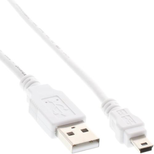 InLine® USB 2.0 Mini-Kabel, USB A Stecker an Mini-B Stecker (5pol.), weiß