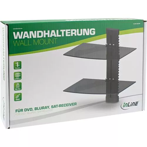 InLine® Wandhalterung für DVD Bluray Sat Receiver bis 8kg schwarz