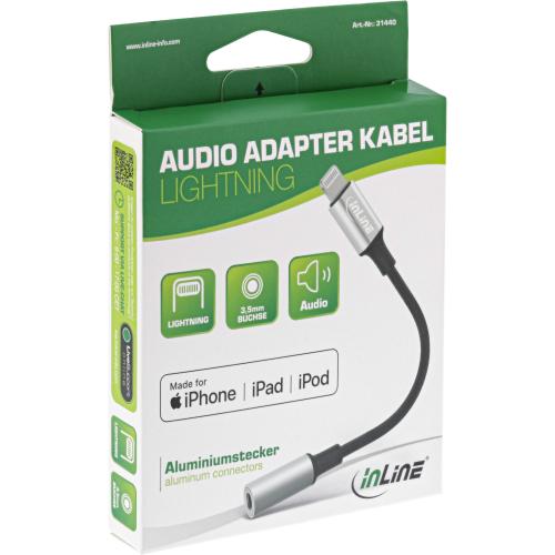 Preview: InLine® Lightning Audio Adapter Kabel 0,1m