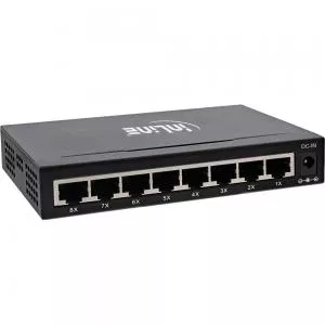 InLine® Netzwerk Switch 8 Port Gigabit Ethernet 10/100/1000MBit/s Desktop Metall lüfterlos geschirmte Ports