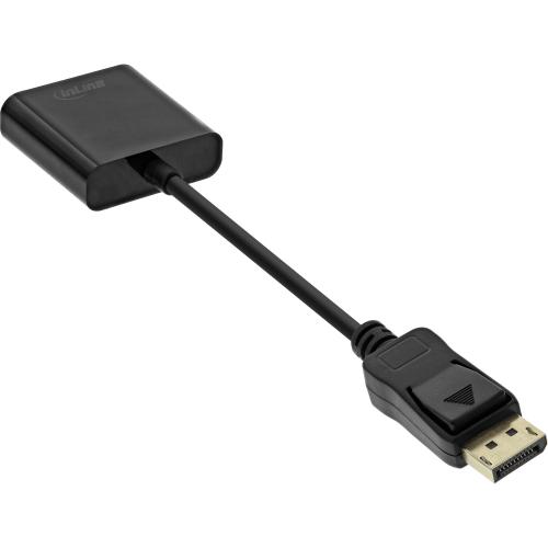 Preview: InLine® Basic DisplayPort Adapterkabel DisplayPort Stecker auf VGA Buchse schwarz 0,15m