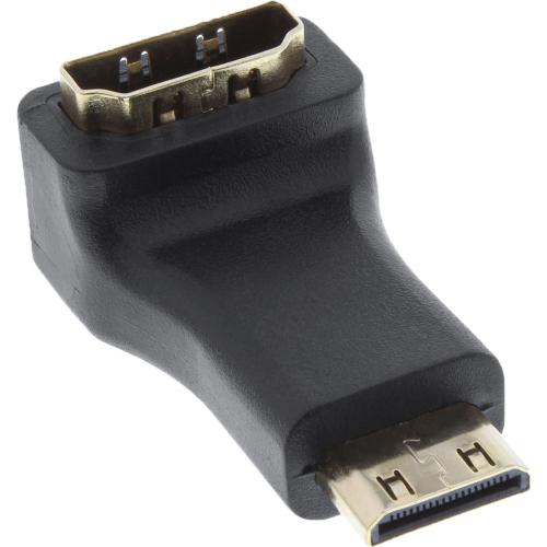 InLine® HDMI Adapter HDMI A Buchse auf Mini HDMI C Stecker gewinkelt 4K2K kompatibel vergoldete Kontakte