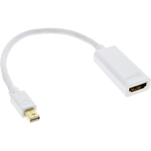 InLine® Mini DisplayPort HDMI Adapterkabel mit Audio Mini DisplayPort Stecker auf HDMI Buchse 4K/60Hz weiß 0,15m