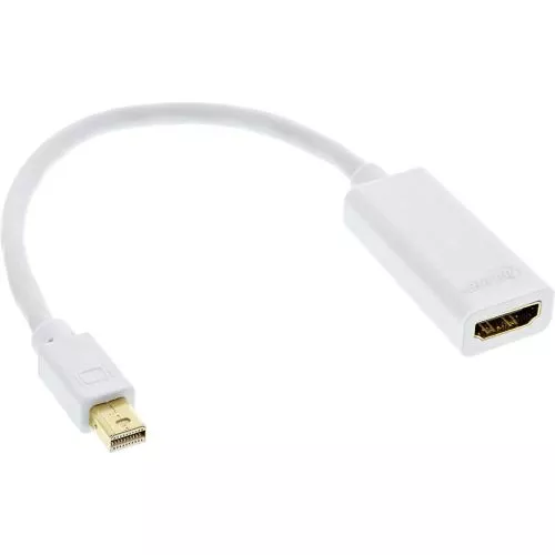 InLine® Mini DisplayPort HDMI Adapterkabel mit Audio Mini DisplayPort Stecker auf HDMI Buchse 4K/60Hz weiß 0,15m
