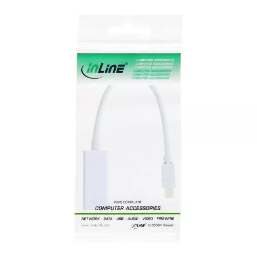 InLine® Mini DisplayPort HDMI Adapterkabel mit Audio Mini DisplayPort Stecker auf HDMI Buchse 4K/60Hz weiß 0,15m