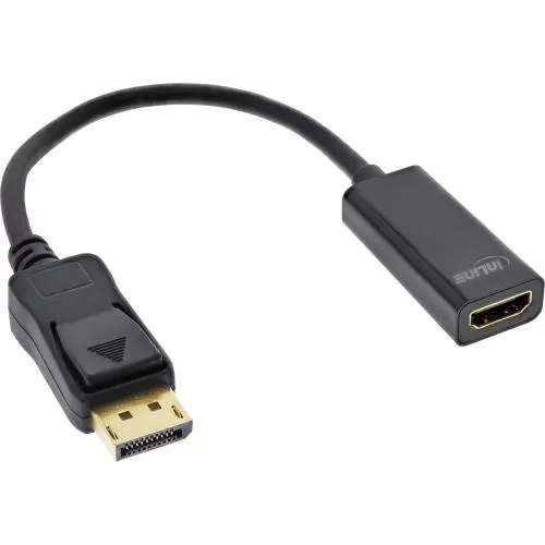 InLine® DisplayPort zu HDMI Adapterkabel mit Audio DisplayPort Stecker auf HDMI Buchse 4K/60Hz schwarz 0,15m