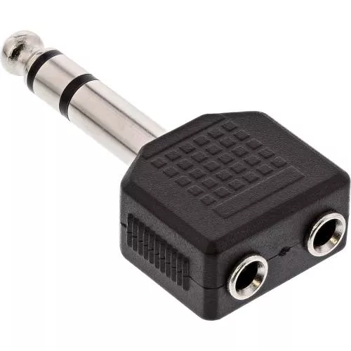 InLine® Audio Adapter 6,3mm Klinke Stecker Stereo an 2x 3,5mm Klinke Buchse Stereo