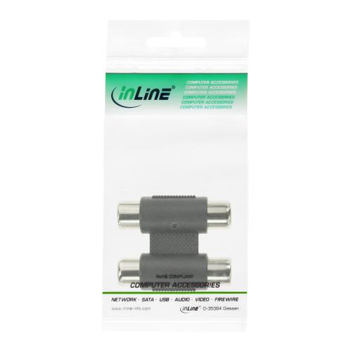 Preview: InLine® Audio Adapter 2x Cinch Kupplung Buchse Buchse