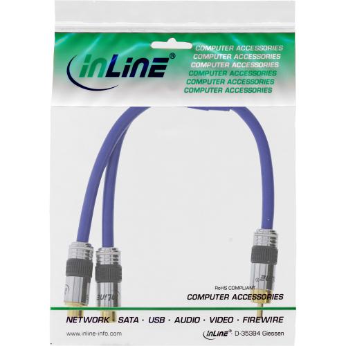 InLine® Cinch Y Kabel PREMIUM 1x Cinch Stecker zu 2x Cinch Buchse 0,25m