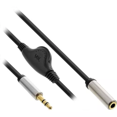 InLine® Slim Audio Kabel Klinke 3,5mm ST BU mit Lautstärkeregler 0,25m