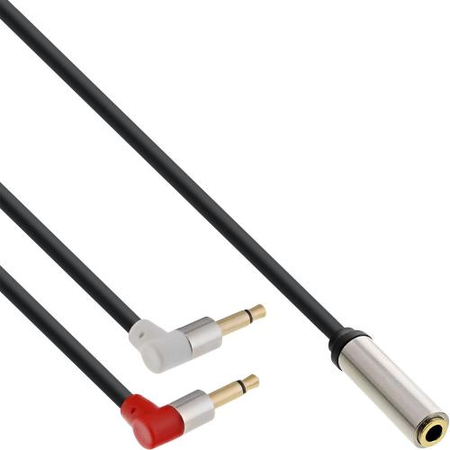 InLine® Slim Audio Kopfhörer Flugzeug Adapterkabel 2x 3,5mm Klinke ST an 3,5mm Klinke BU 3polig