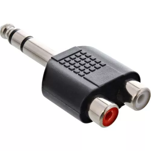 InLine® Audio Adapter 6,3mm Klinke Stecker auf 2x Cinch Buchse Stereo