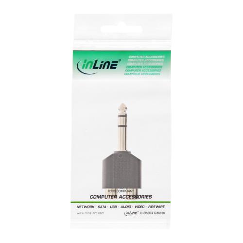InLine® Audio Adapter 6,3mm Klinke Stecker auf 2x Cinch Buchse Stereo
