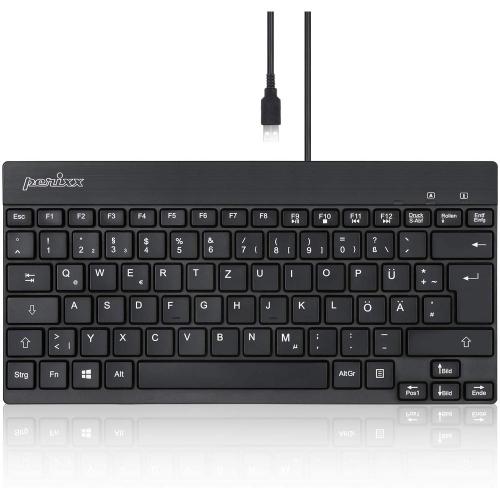Perixx PERIBOARD-426 DE kabelgebunden USB Mini Tastatur mit flachen Tasten schwarz