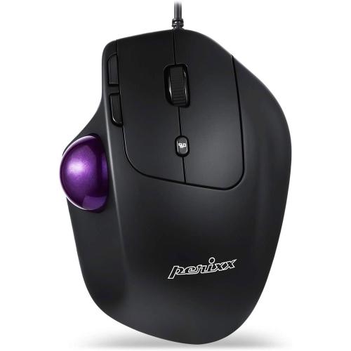 Perixx PERIMICE-520 kabelgebundene ergonomische Trackball Maus anpassbarer Winkel 2 DPI Level schwarz