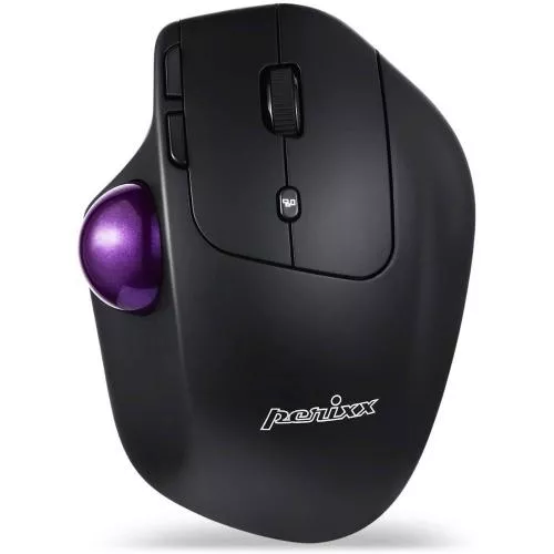 Perixx PERIMICE-720 kabellose 2.4 GHz und Bluetooth ergonomische Trackball Maus anpassbarer Winkel 2 DPI Level schwarz