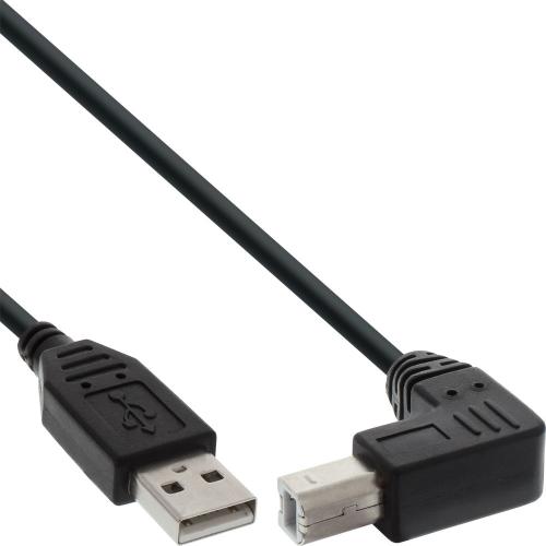 InLine® USB 2.0 Kabel, A an B, unten abgewinkelt, schwarz