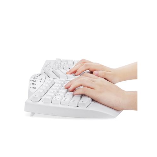 PERIXX PERIBOARD-612W DE ergonomische Tastatur Dualmodus Funk Bluetooth Windows Mac weiß