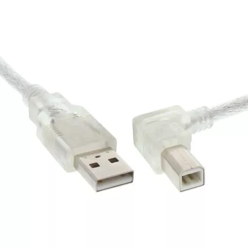 InLine® USB 2.0 Kabel A an B gewinkelt rechts transparent