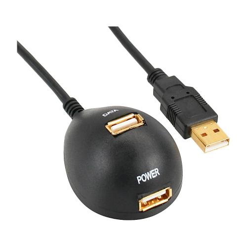 InLine® USB 2.0 Verlängerung, ST / BU, Typ A, schwarz, mit Standfuss, 2m