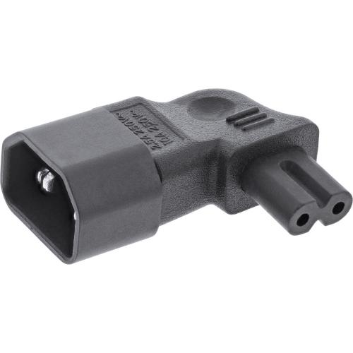 Preview: InLine® Netzadapter IEC 60320 C14 C7 links rechts gewinkelt 3polig Kaltgeräte zu 2polig