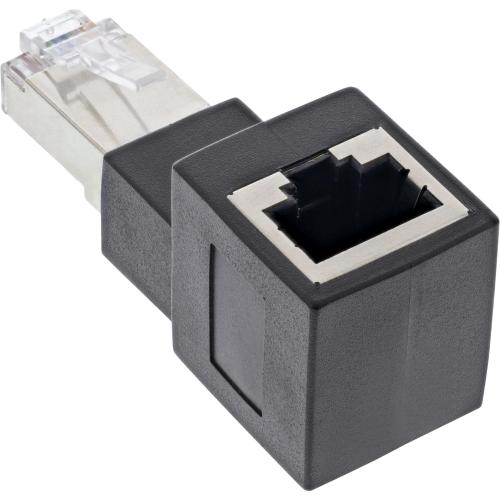 Preview: RJ45-Adapter Cat.6A, gewinkelt 90° nach oben, geschirmt