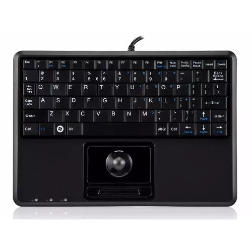 Perixx PERIBOARD-509 H PLUS US Mini USB Tastatur Trackball schwarz