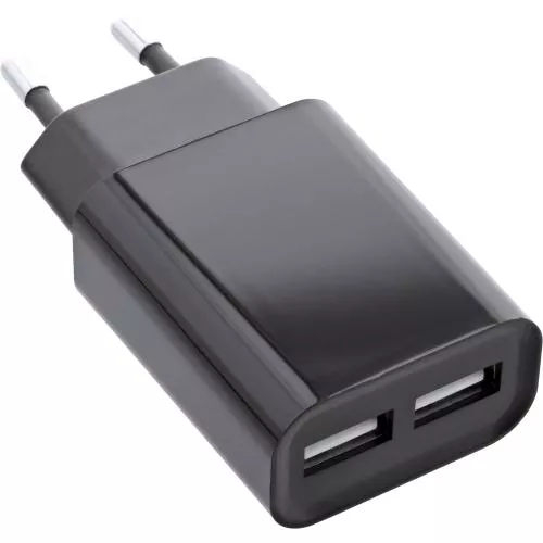 InLine USB Ladegerät DUO Netzteil 2fach Stromadapter 100-240V zu 5V/2.1A schwarz