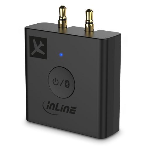 Preview: InLine® Flugzeug Bluetooth Audio Transmitter Sender BT 5.0 aptX HD/LL Flight Adapter mit Ladecase