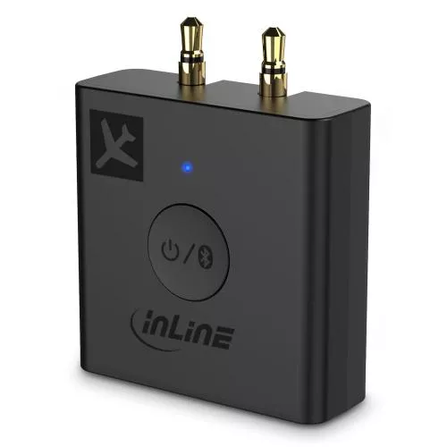 InLine Flugzeug Bluetooth Audio Transmitter Sender BT 5.0 aptX HD/LL Flight Adapter mit Ladecase