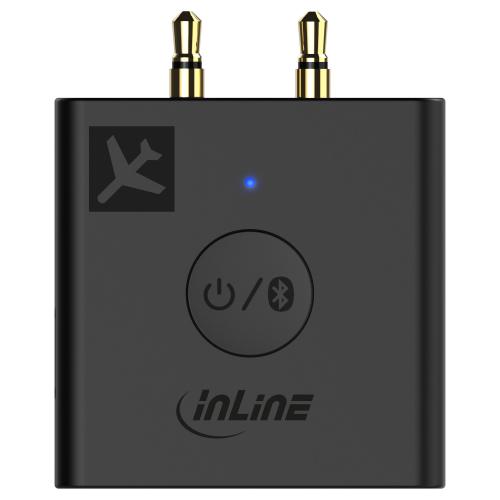 Preview: InLine® Flugzeug Bluetooth Audio Transmitter Sender BT 5.0 aptX HD/LL Flight Adapter mit Ladecase