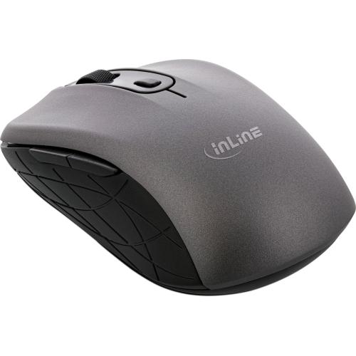 InLine® Maus 3-in-1 Bluetooth + 2x 2.4GHz Funk 5 Tasten optisch grau schwarz