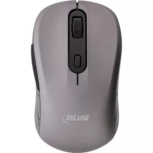 InLine Maus 3-in-1 Bluetooth + 2x 2.4GHz Funk 5 Tasten optisch grau schwarz