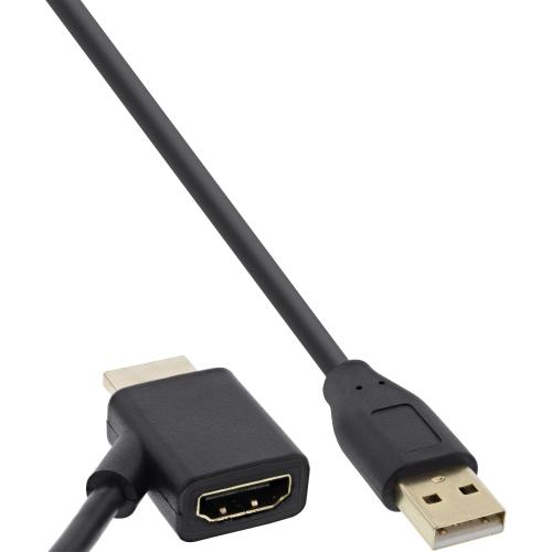 Preview: InLine® HDMI Adapter Stecker Buchse mit USB Power Einspeisung 0,5m