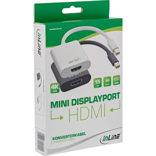 InLine® Mini DisplayPort HDMI Konverter mit Audio 4K 60Hz schwarz 0,15m