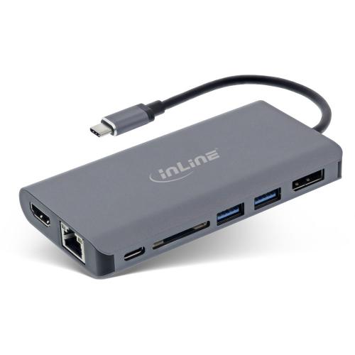 InLine® 7-in-1 USB Typ-C Dockingstation HDMI, DisplayPort USB 3.2 SD-Kartenleser PD 3.0 100W MST