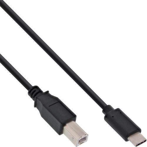 InLine® USB 2.0 Kabel, USB-C Stecker an B Stecker, schwarz