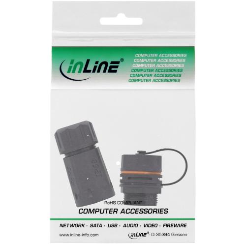 Preview: RJ45-Outdoor-Kupplungs-Set Cat.6A, IP68, geschirmt, mit Staubschutzkappe