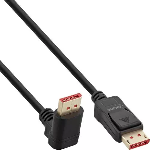 InLine® DisplayPort 1.4 Kabel 8K4K nach oben gewinkelt schwarz/gold