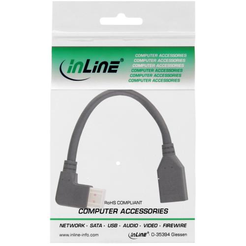 Preview: InLine® DisplayPort 1.4 Adapterkabel ST/BU 8K4K links gewinkelt schwarz/gold 0,15m
