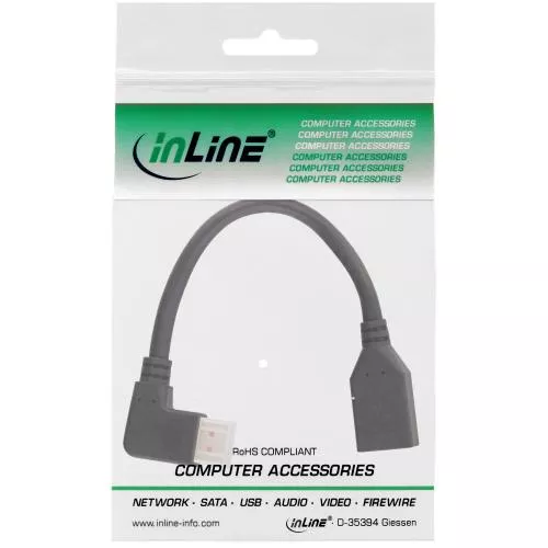 InLine® DisplayPort 1.4 Adapterkabel ST/BU 8K4K links gewinkelt schwarz/gold 0,15m