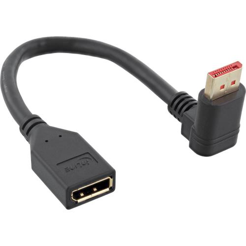 InLine® DisplayPort 1.4 Adapterkabel ST/BU 8K4K nach oben gewinkelt schwarz/gold 0,15m